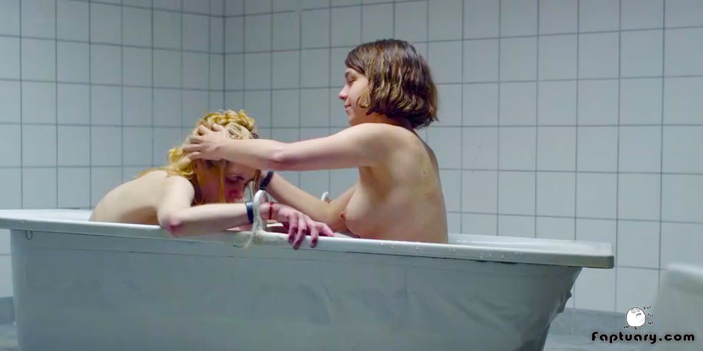 Frederikke Dahl Hansen nude in a bath tub with another girl