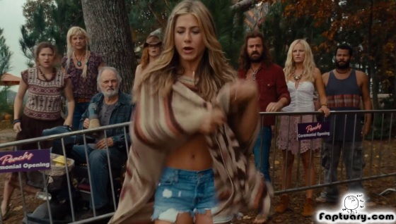 Jennifer Aniston undressing in the nude scene from Wanderlust