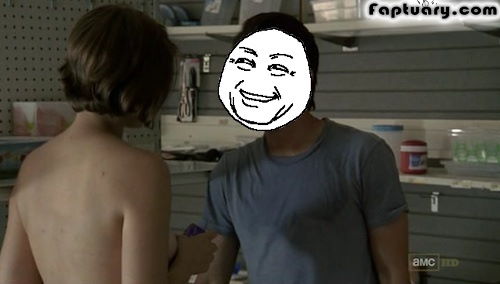 Lauren Cohan topless sideboob as Maggie Green in The Walking Dead